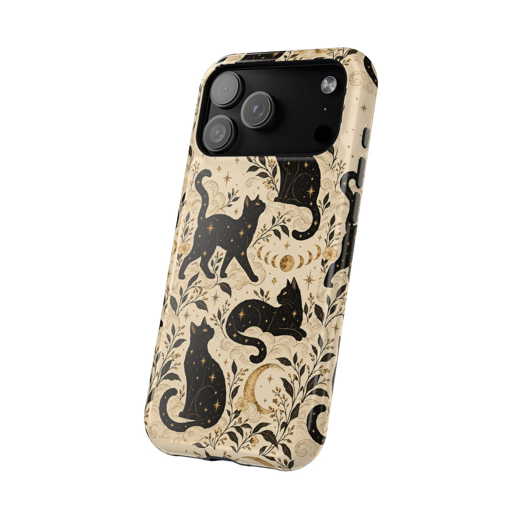 Moon Phases Black Cat Magnetic Impact-Resistant Phone Case