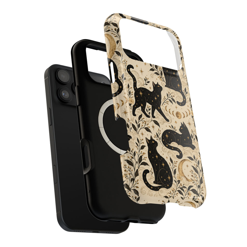 Moon Phases Black Cat Magnetic Impact-Resistant Phone Case
