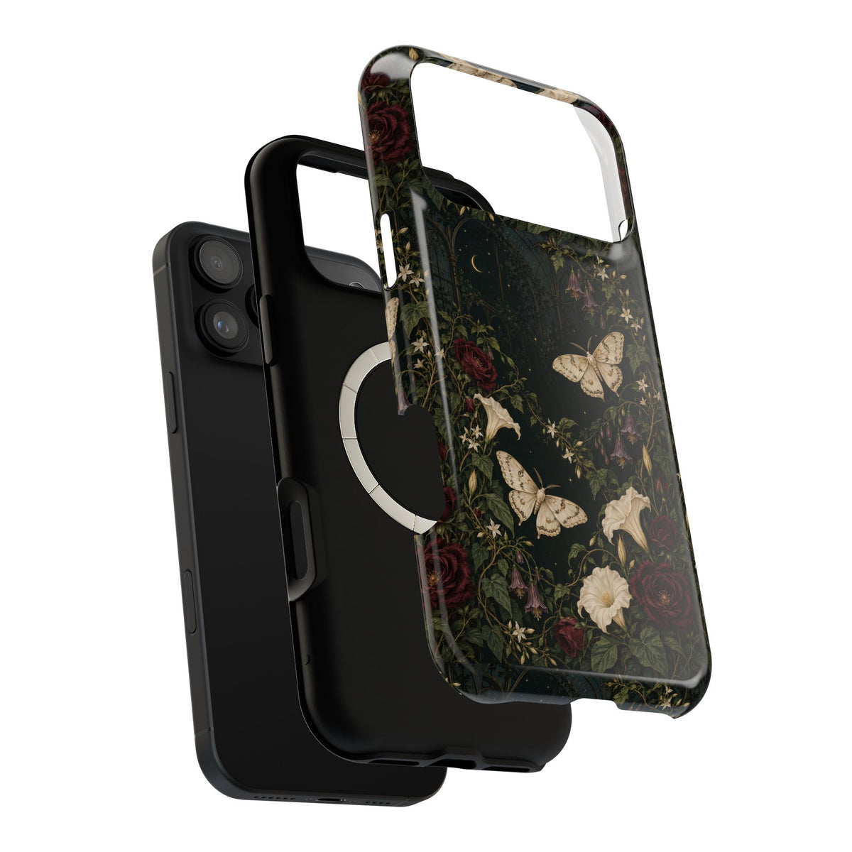 Vintage Greenhouse Dark Floral Butterfly Magnetic Impact-Resistant Phone Case