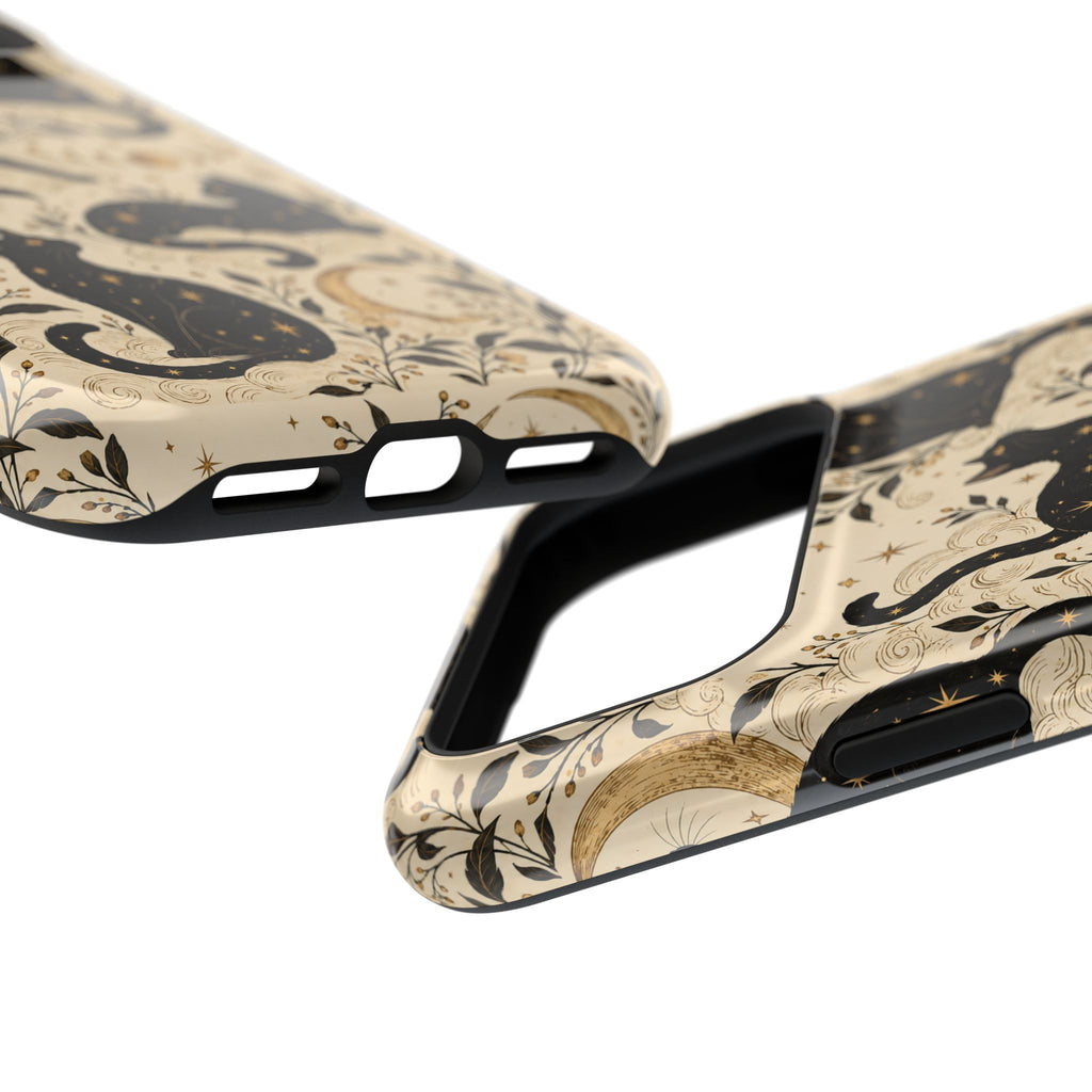 Moon Phases Black Cat Magnetic Impact-Resistant Phone Case