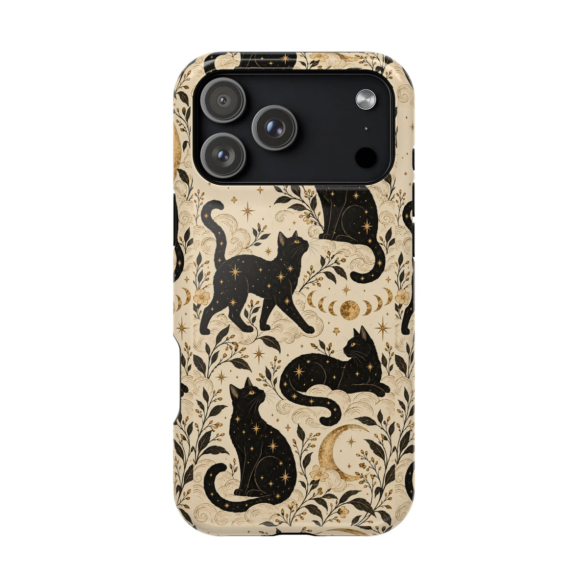 Moon Phases Black Cat Magnetic Impact-Resistant Phone Case